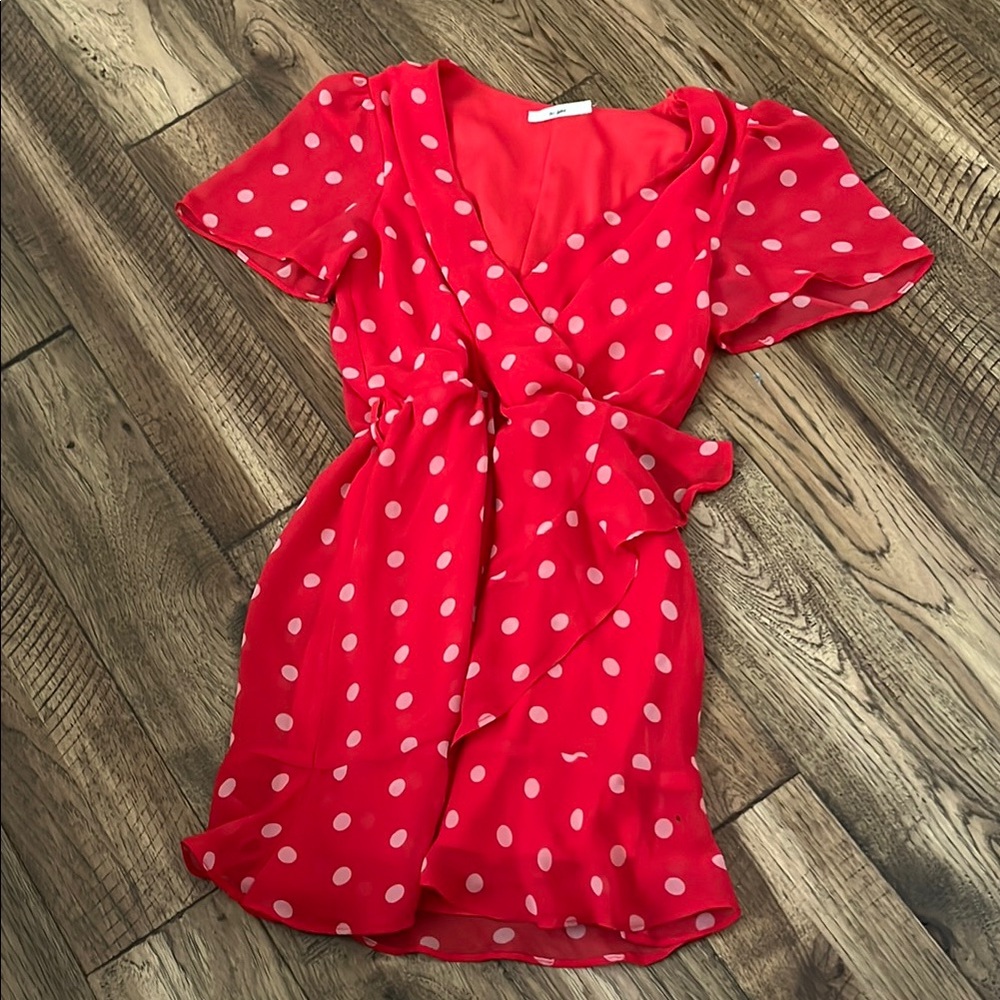 Miami Red Flutter Sleeve Wrap Sundress